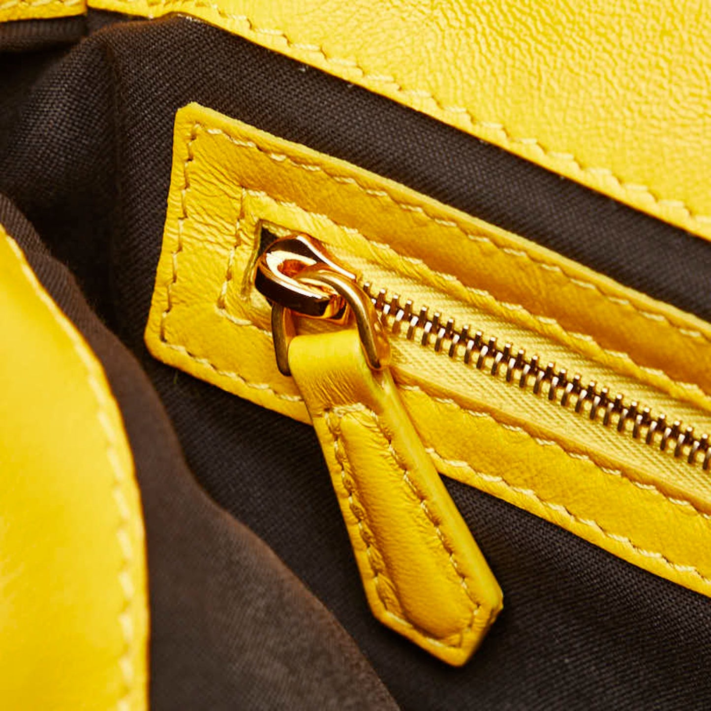 Fendi Zucca Yellow Leather Shoulder Bag