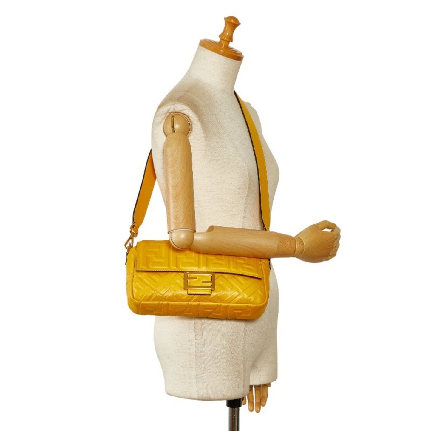 Fendi Zucca Yellow Leather Shoulder Bag