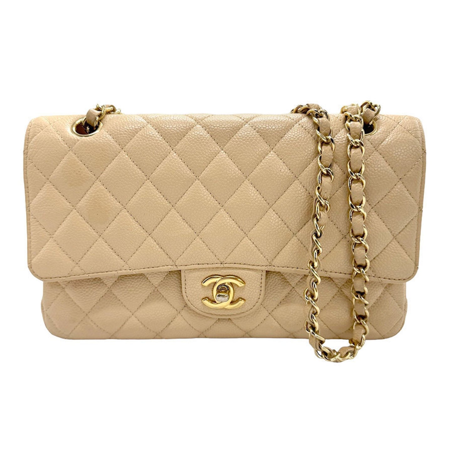 Chanel Timeless Beige Leather Shoulder Bag