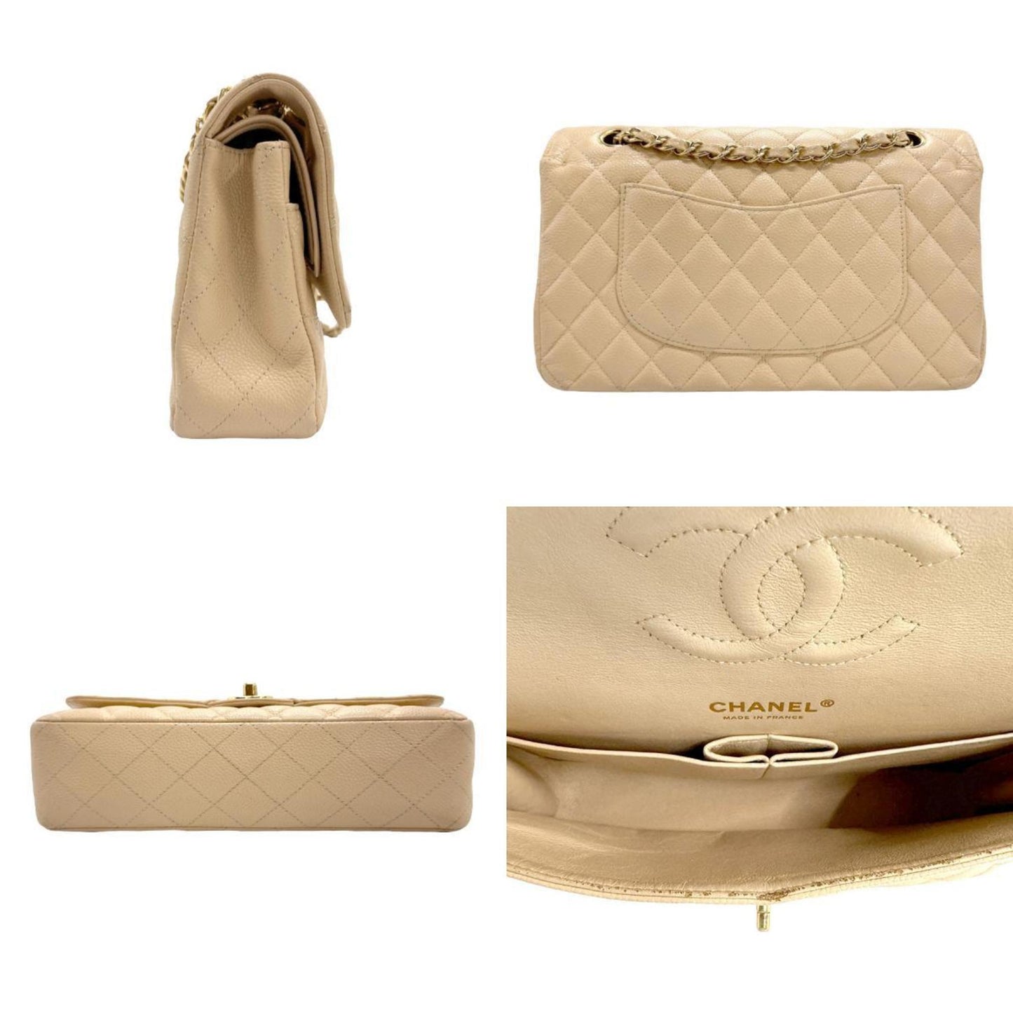 Chanel Timeless Beige Leather Shoulder Bag