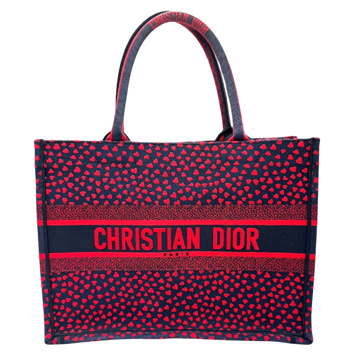 Dior Book Tote Red Canvas Hand Bag