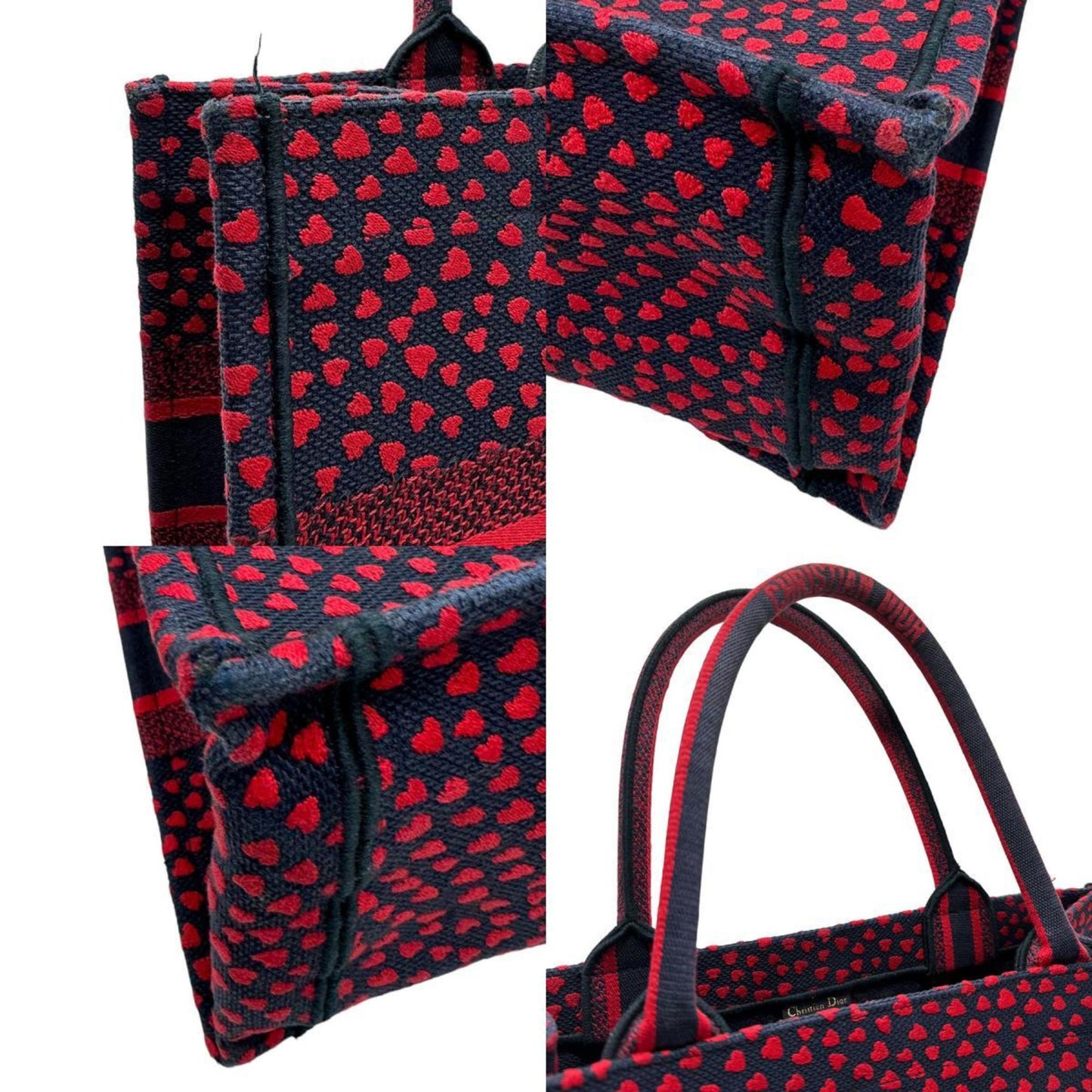 Dior Book Tote Red Canvas Hand Bag