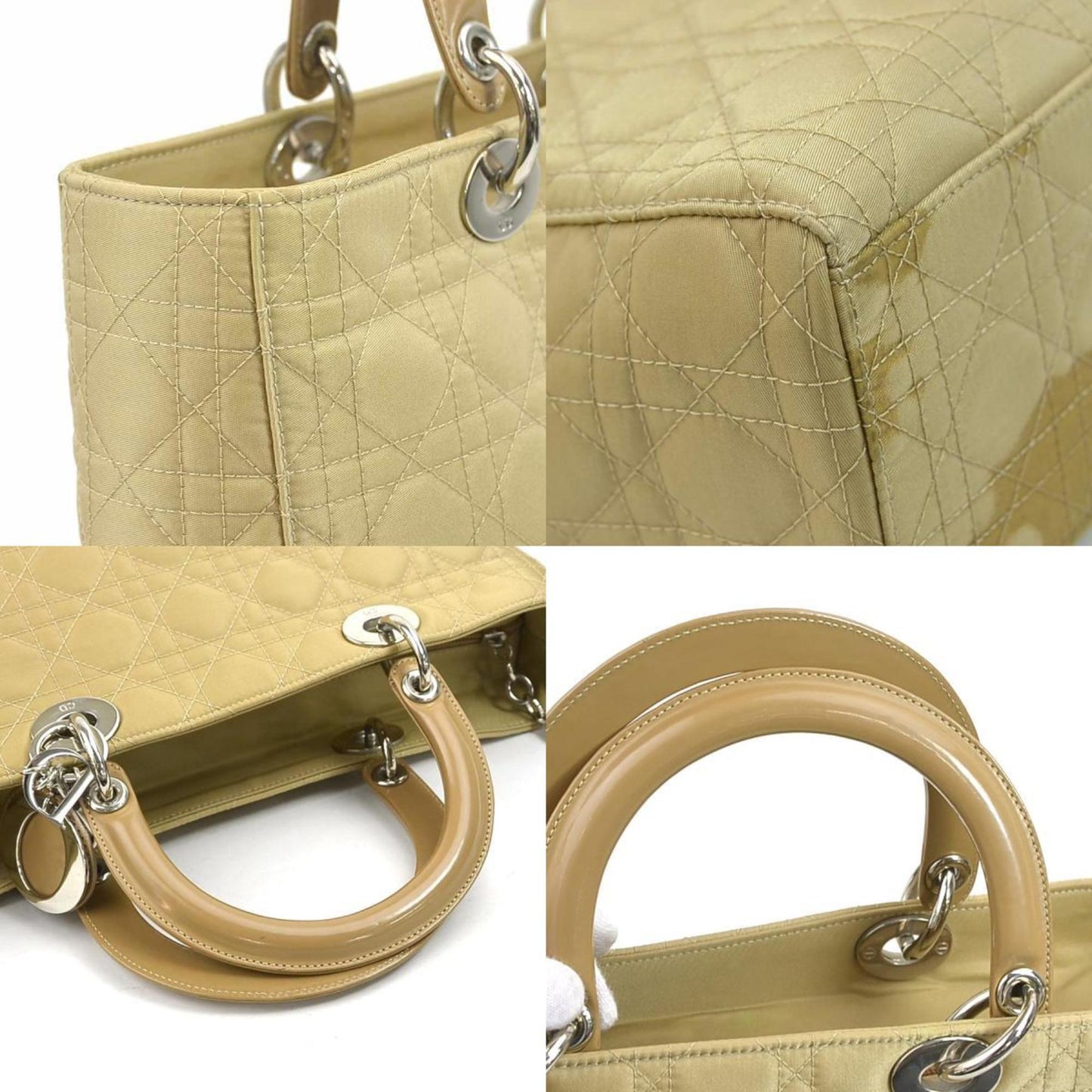 Dior Lady Dior Beige Canvas Shoulder Bag