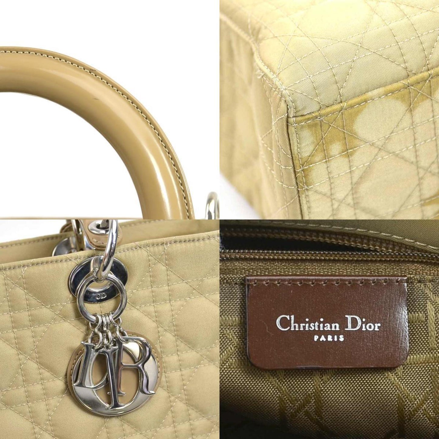 Dior Lady Dior Beige Canvas Shoulder Bag