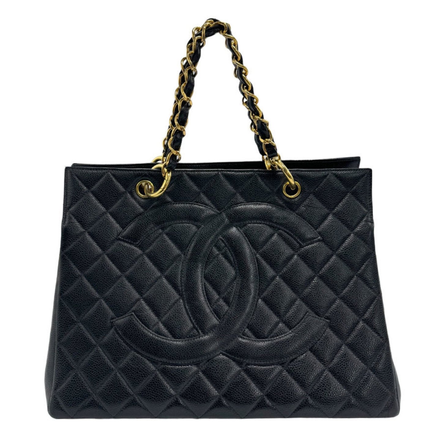 Chanel Logo CC Black Leather Hand Bag