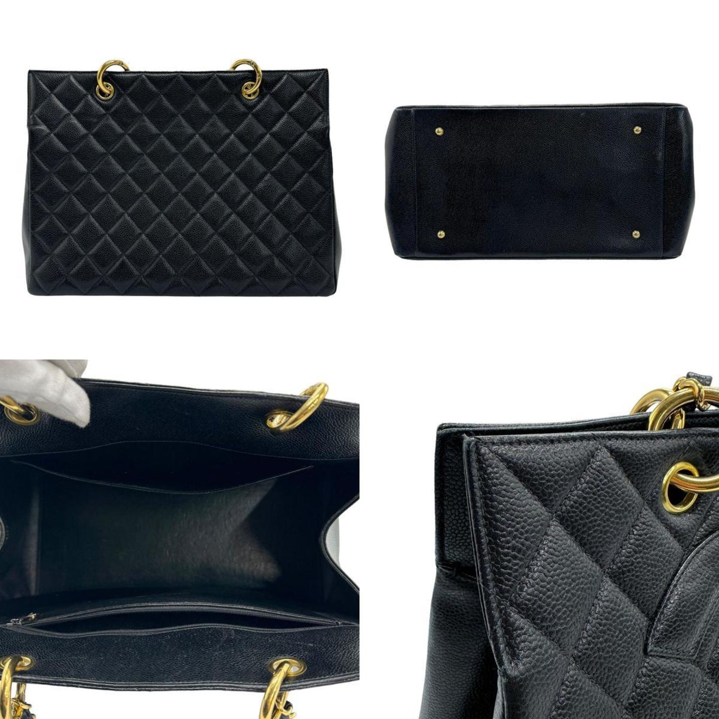 Chanel Logo CC Black Leather Hand Bag