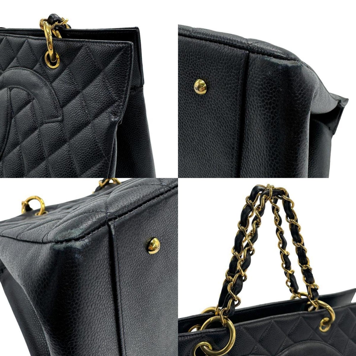 Chanel Logo CC Black Leather Hand Bag