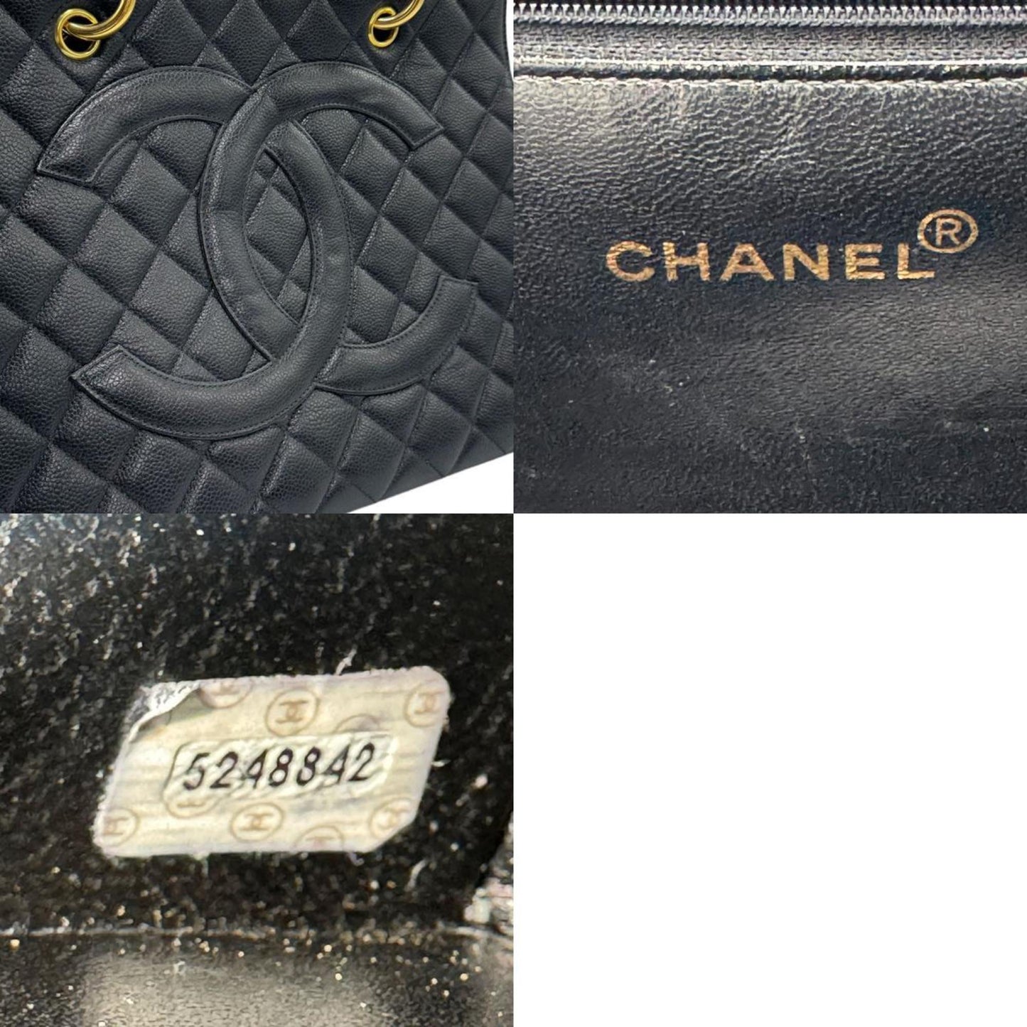 Chanel Logo CC Black Leather Hand Bag