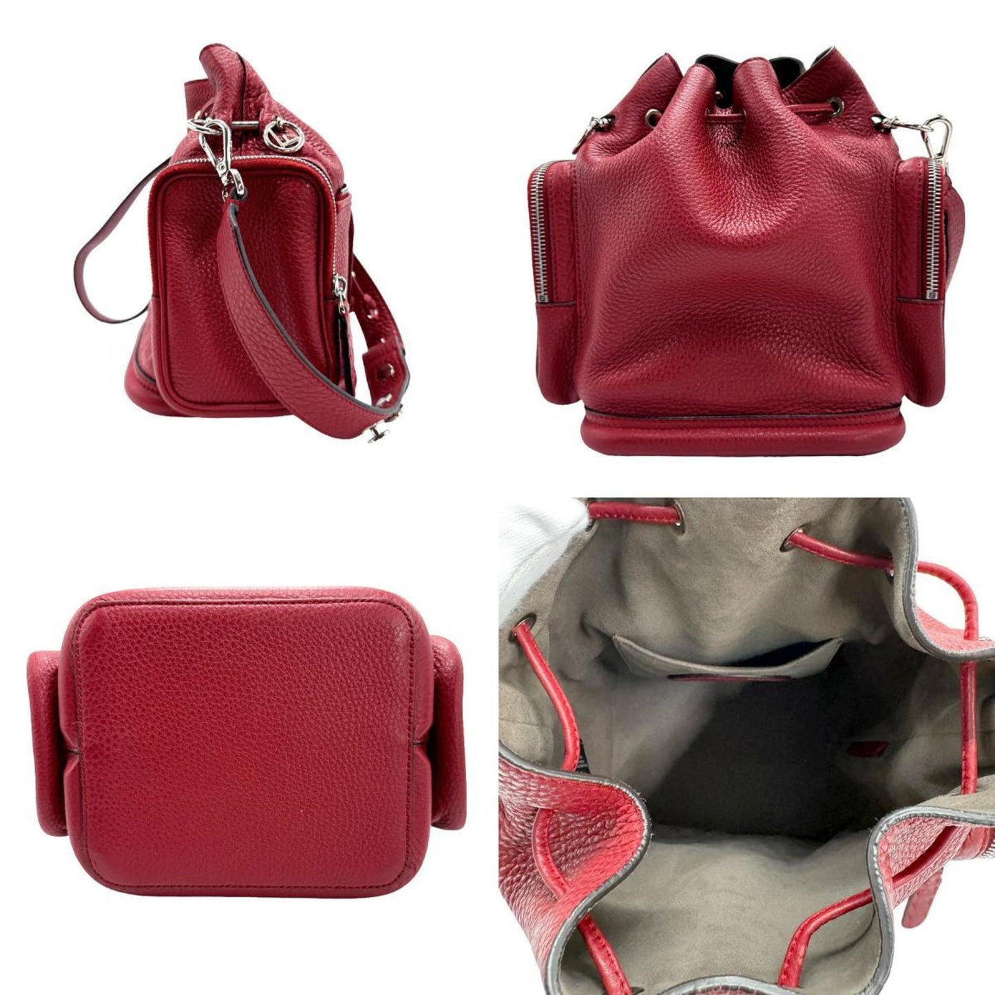 Fendi Anna Selleria Red Leather Shopper Bag