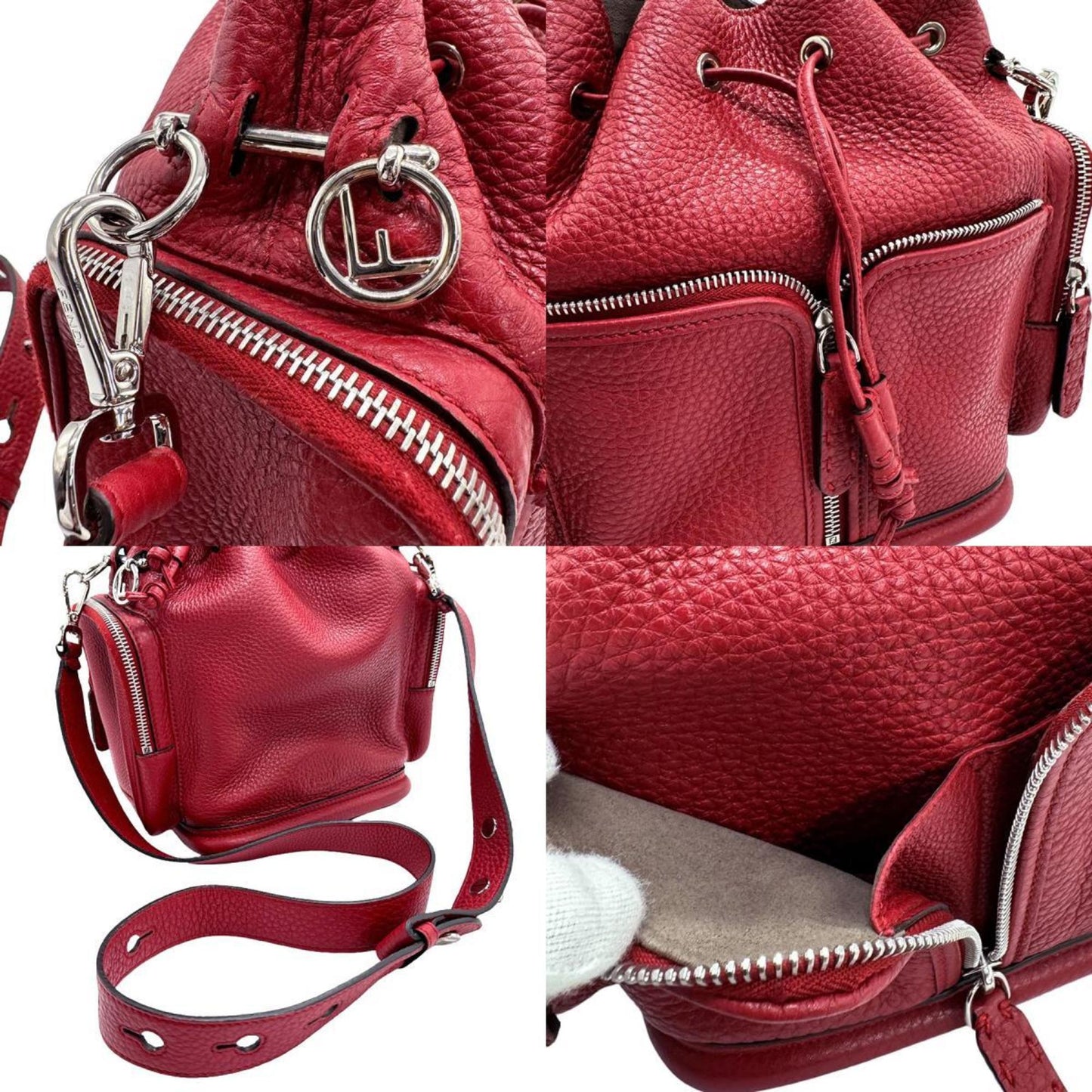 Fendi Anna Selleria Red Leather Shopper Bag