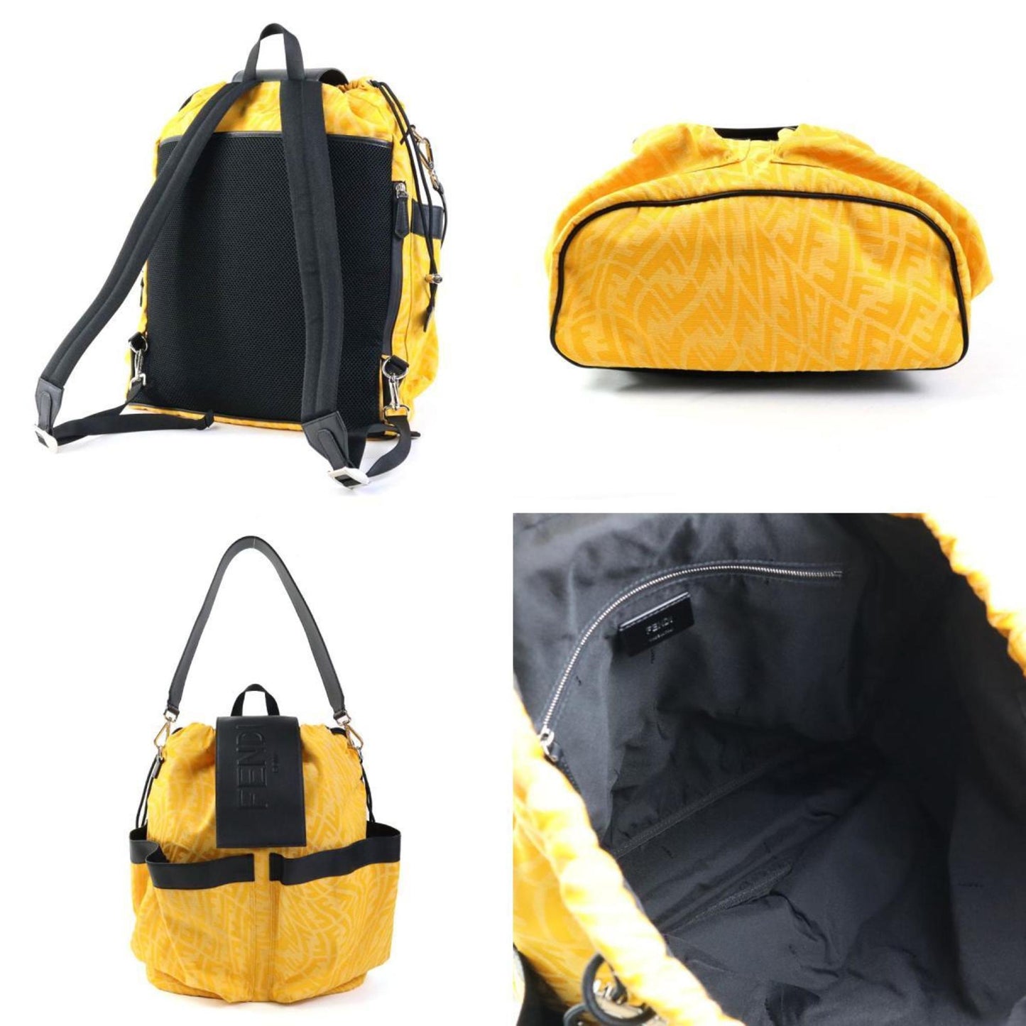 Fendi Sac à Dos Yellow Canvas Backpack Bag