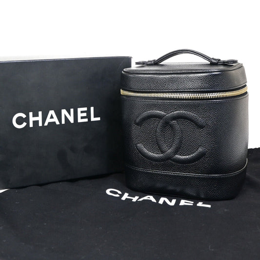 Chanel Vanity Black Leather Clutch Bag