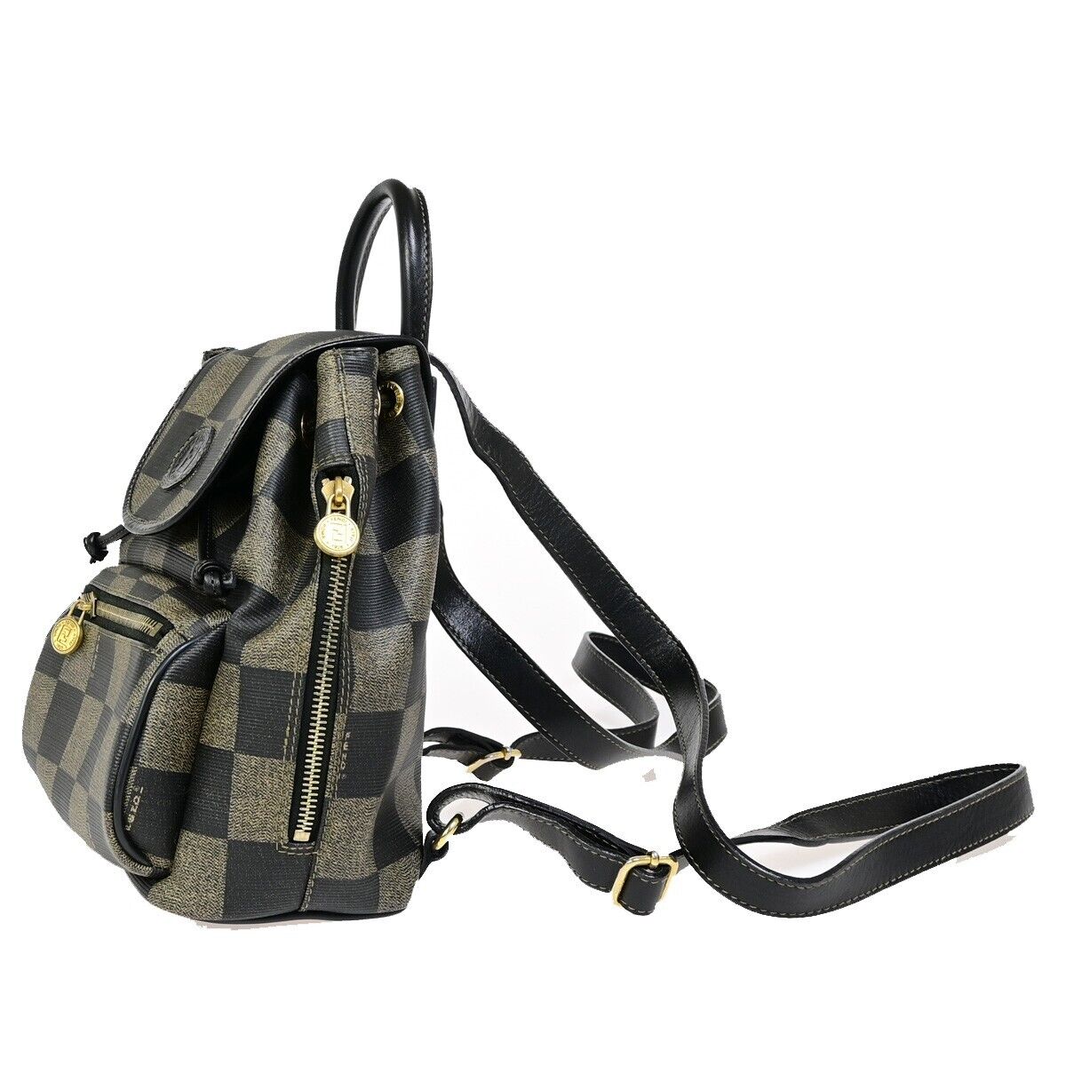 Fendi Pequin Black Canvas Backpack Bag