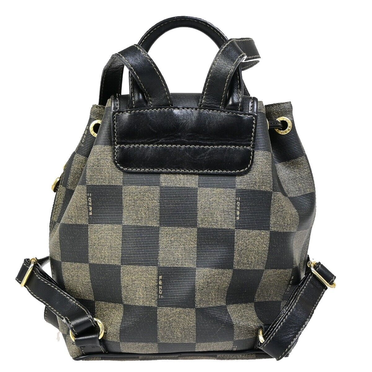 Fendi Pequin Black Canvas Backpack Bag