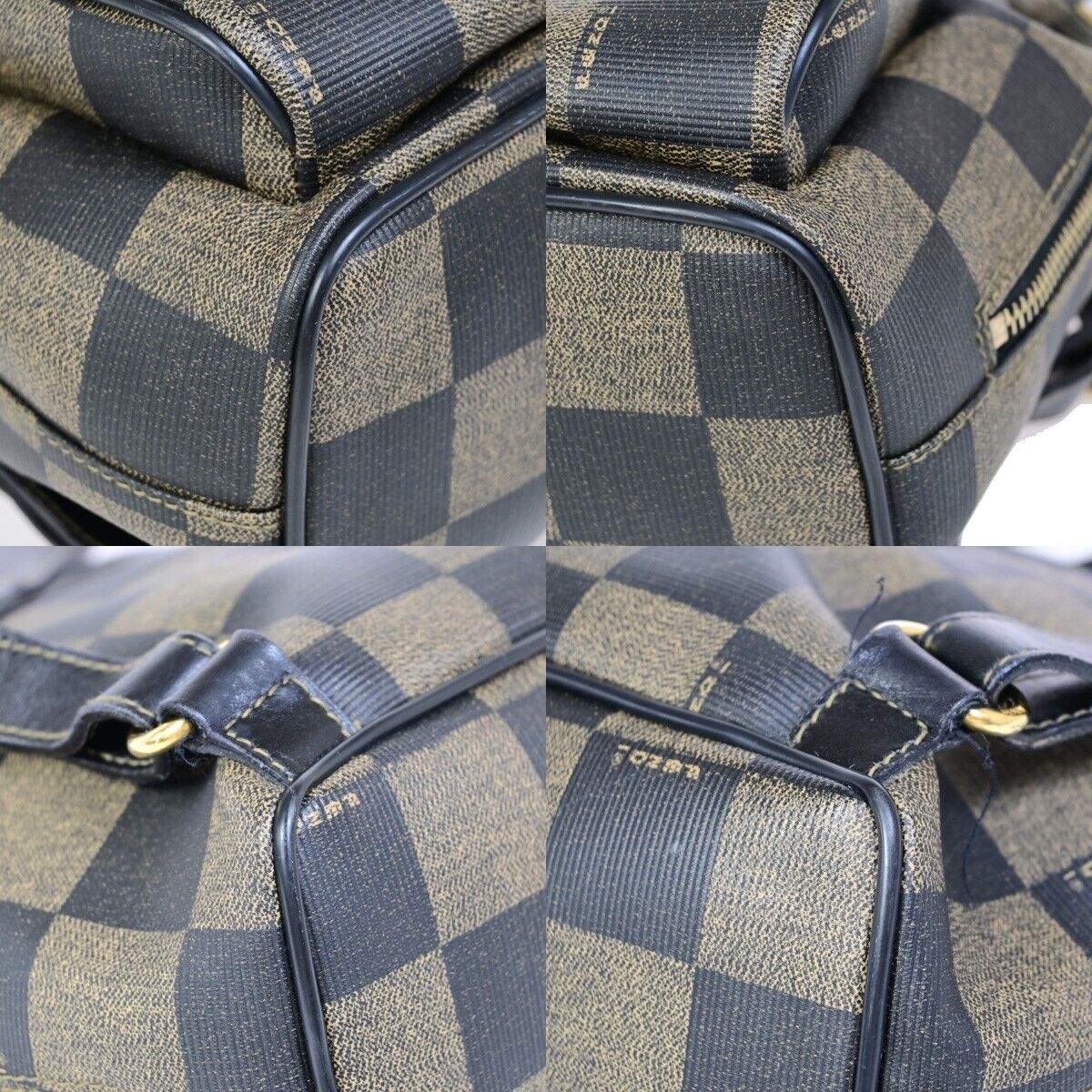 Fendi Pequin Black Canvas Backpack Bag