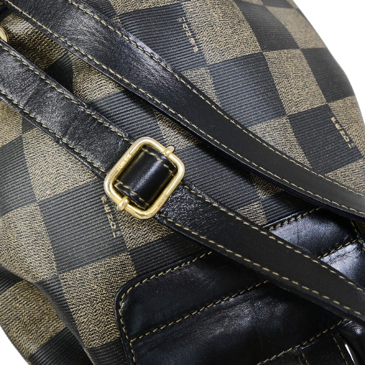 Fendi Pequin Black Canvas Backpack Bag