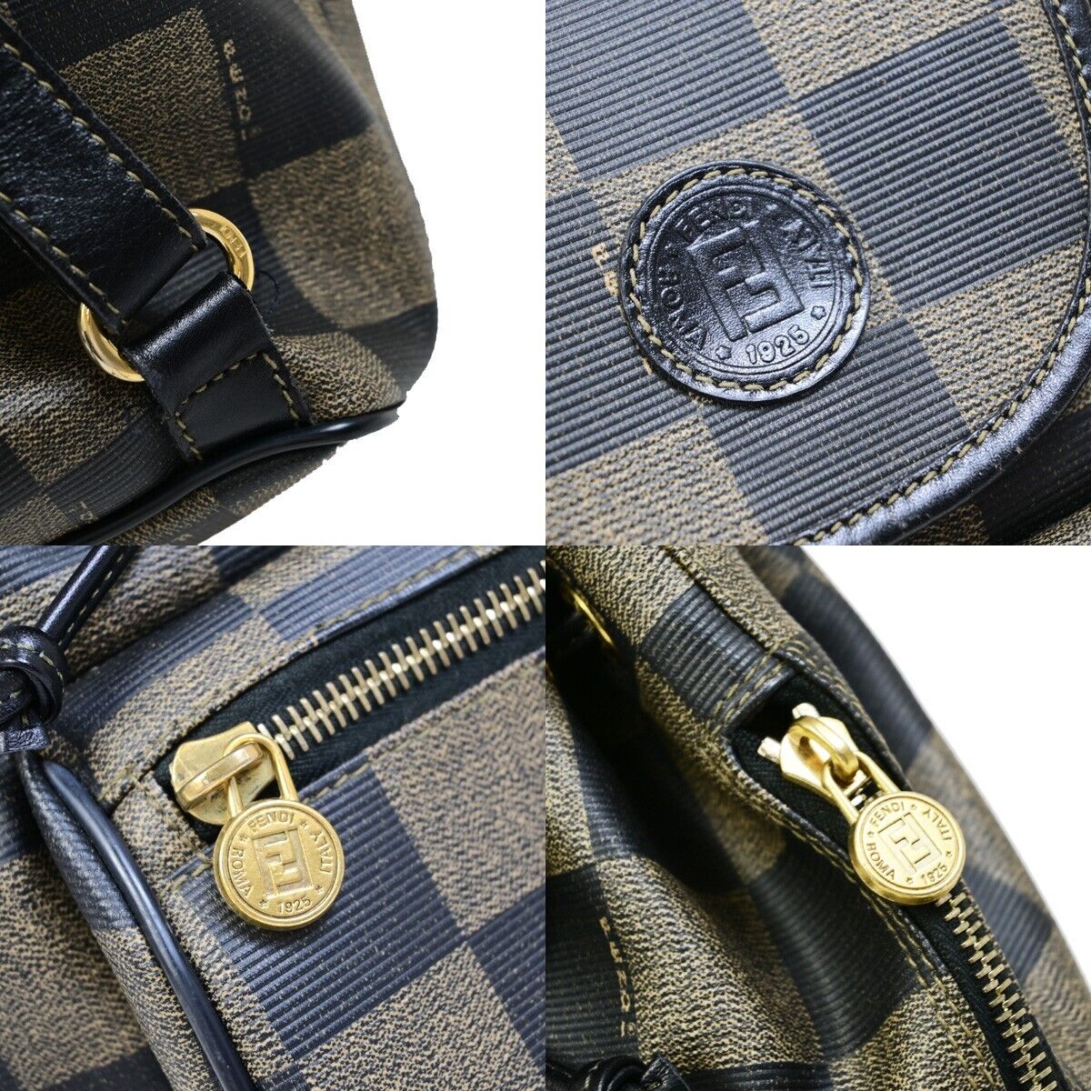 Fendi Pequin Black Canvas Backpack Bag