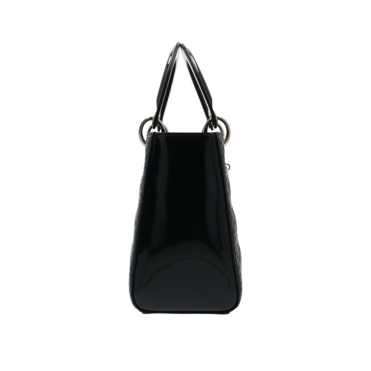 Dior Lady Dior Black Patent Leather Hand Bag