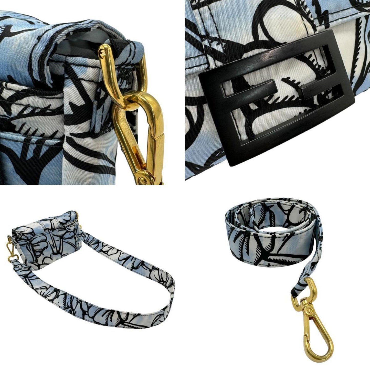 Fendi Baguette Blue Synthetic Shoulder Bag