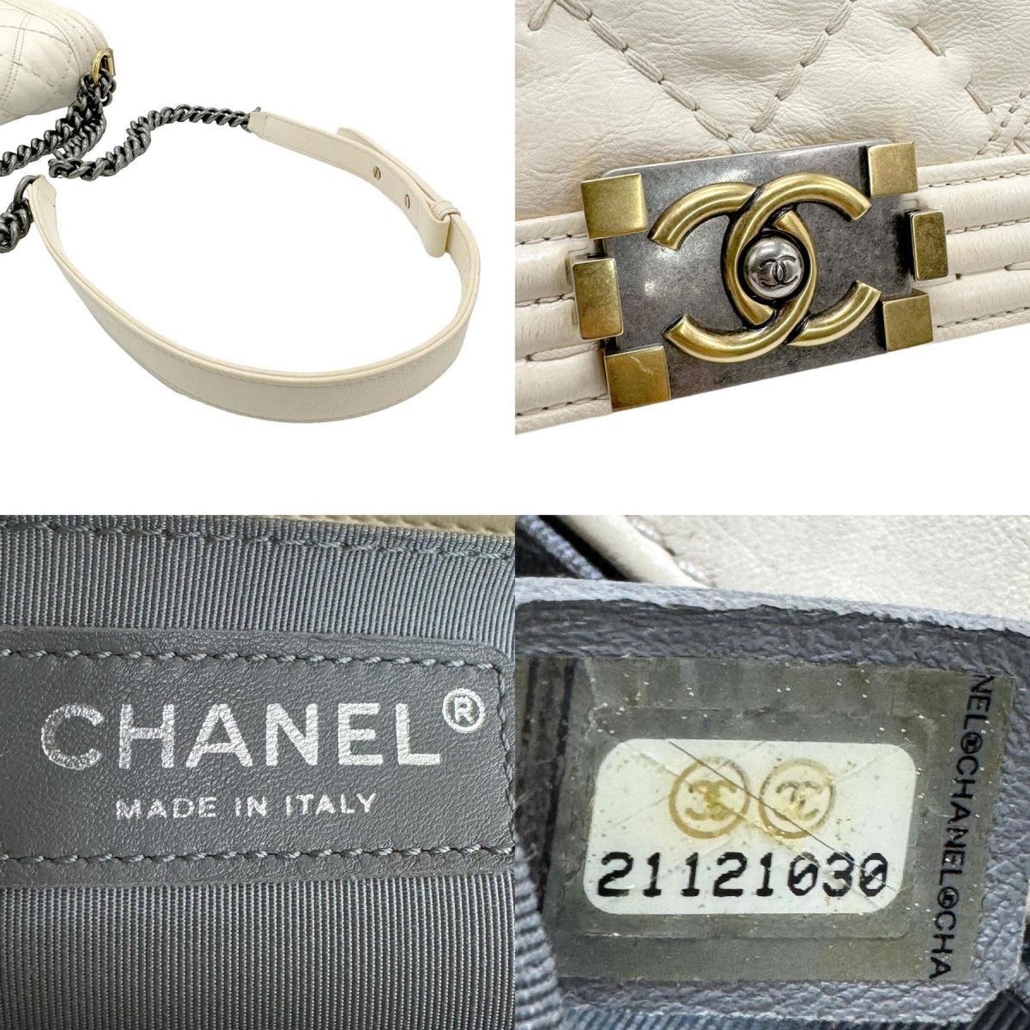 Chanel Boy White Leather Shoulder Bag