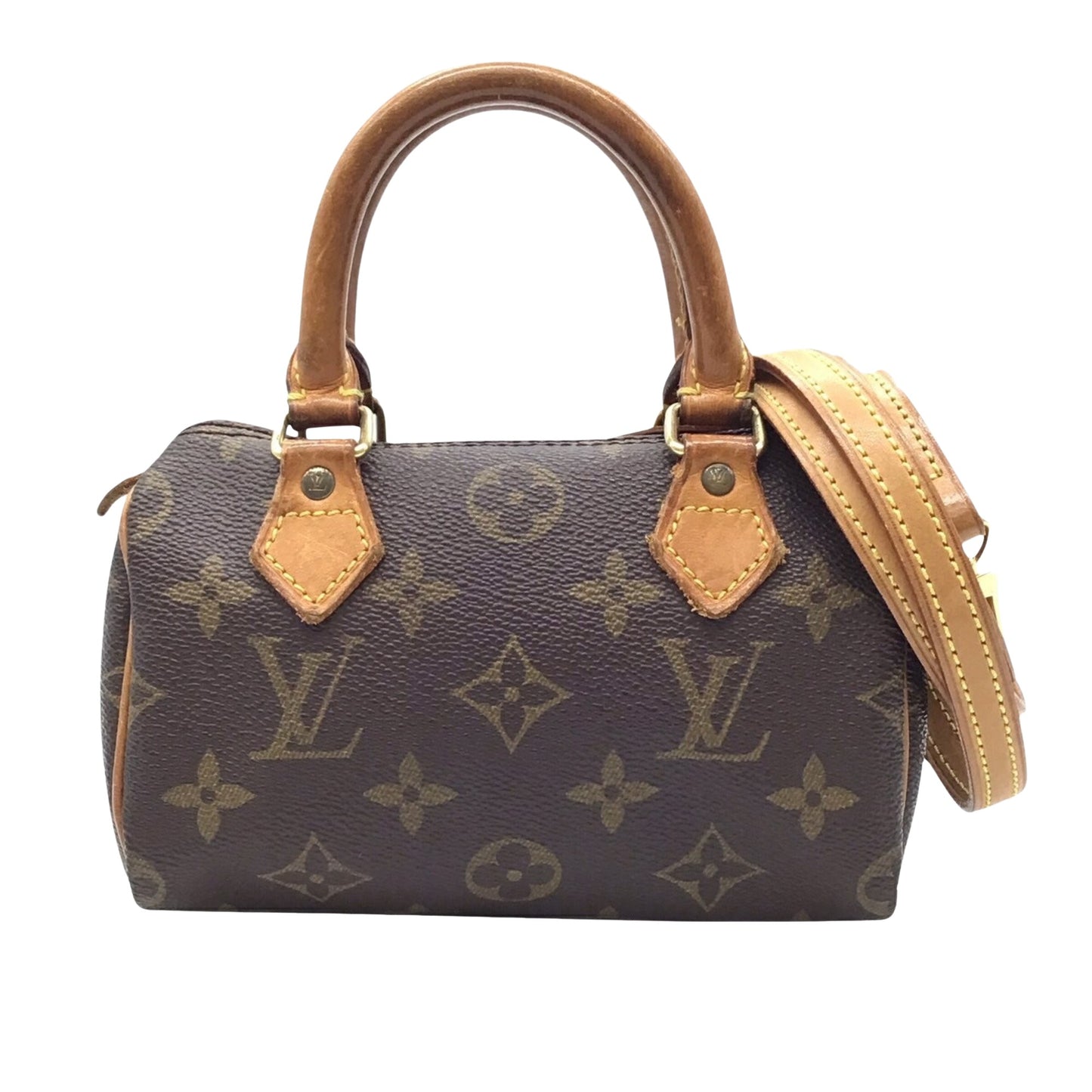 Louis Vuitton Nano Speedy Brown Canvas Shoulder Bag