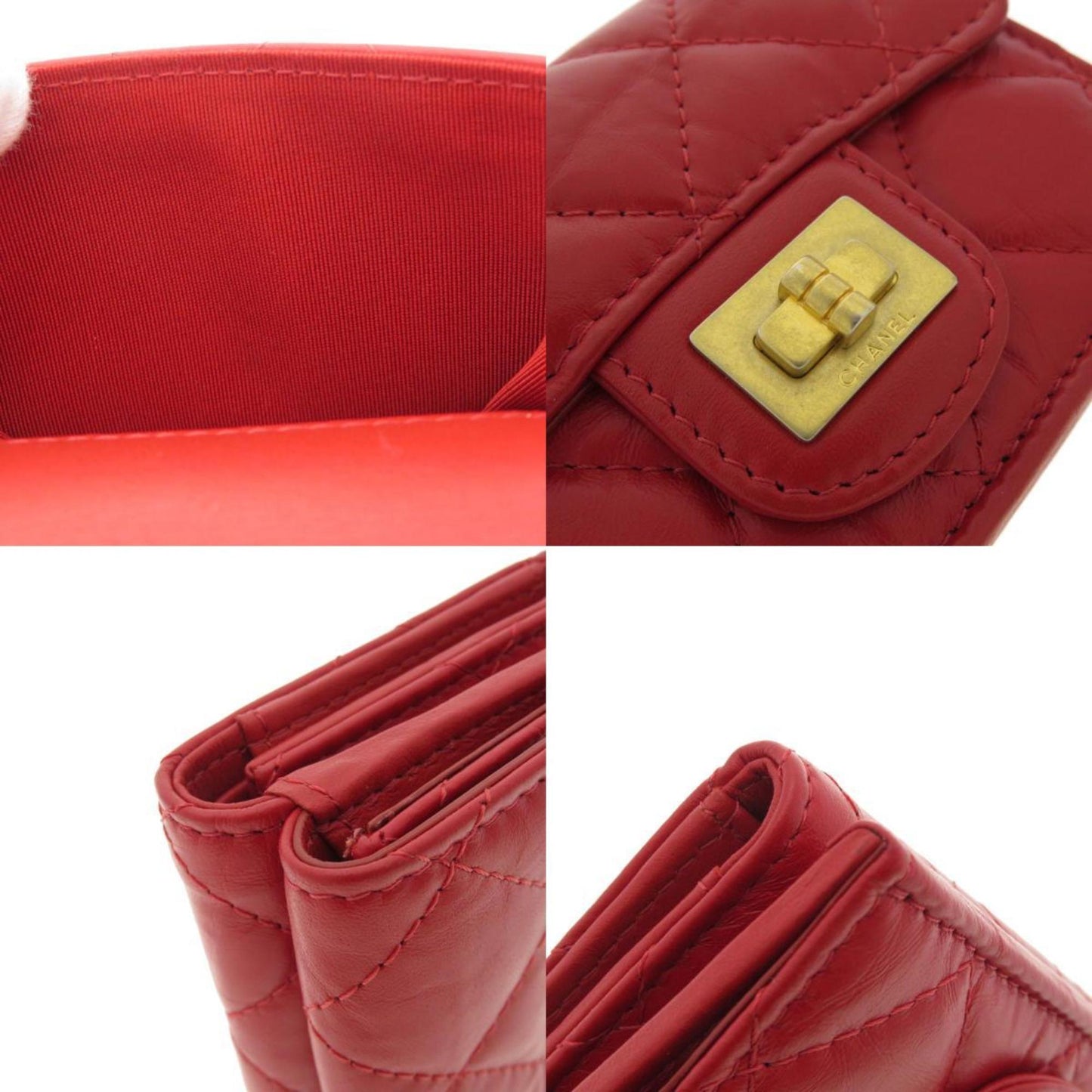 Chanel Matelassé Red Leather Wallet Accessories