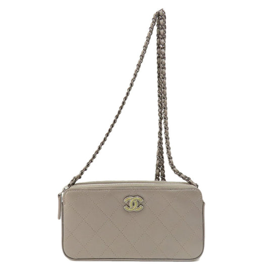 Chanel Matelassé Grey Pony-style Calfskin Shoulder Bag