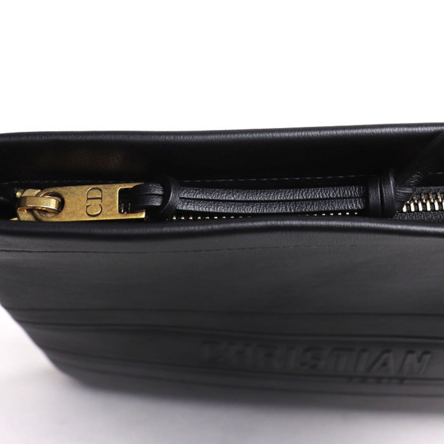 Dior Stripe pouch Black Leather Clutch Bag