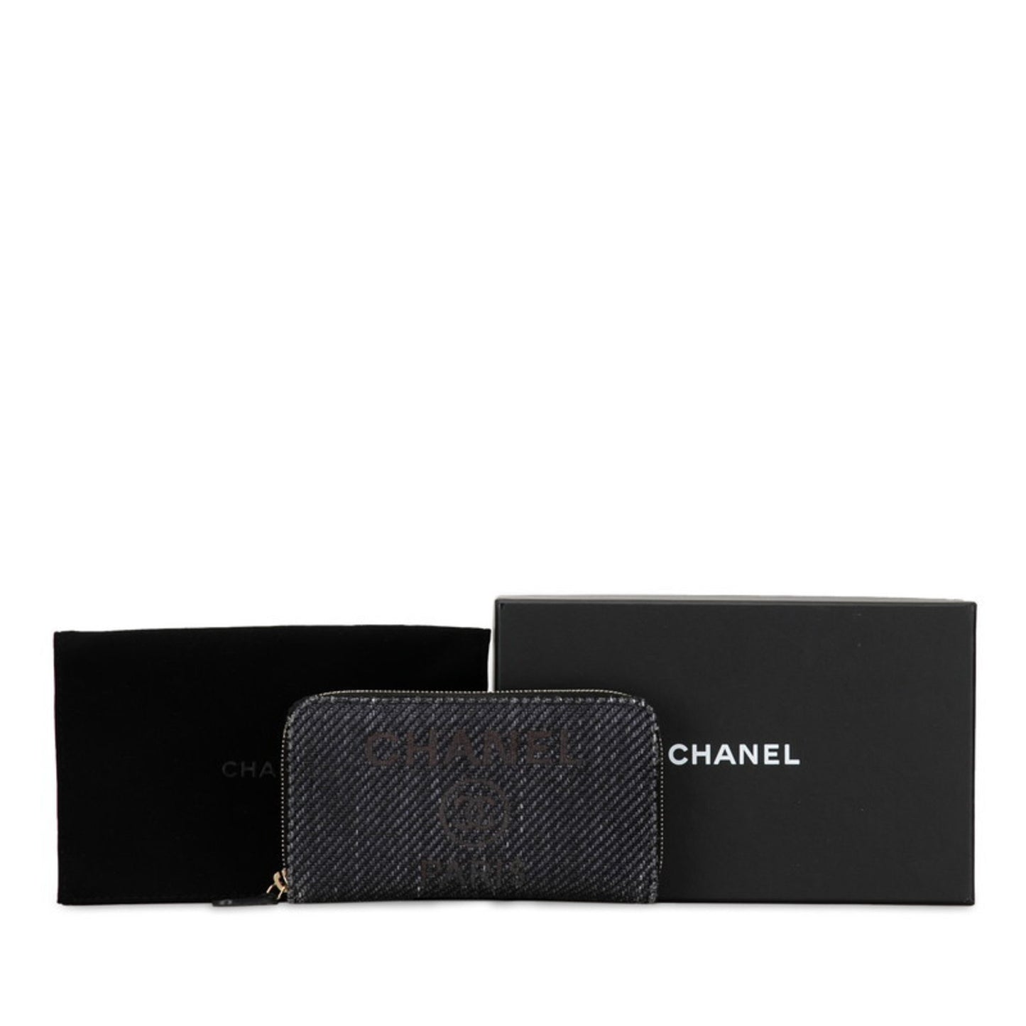 Chanel Deauville Grey Canvas Wallet Accessories