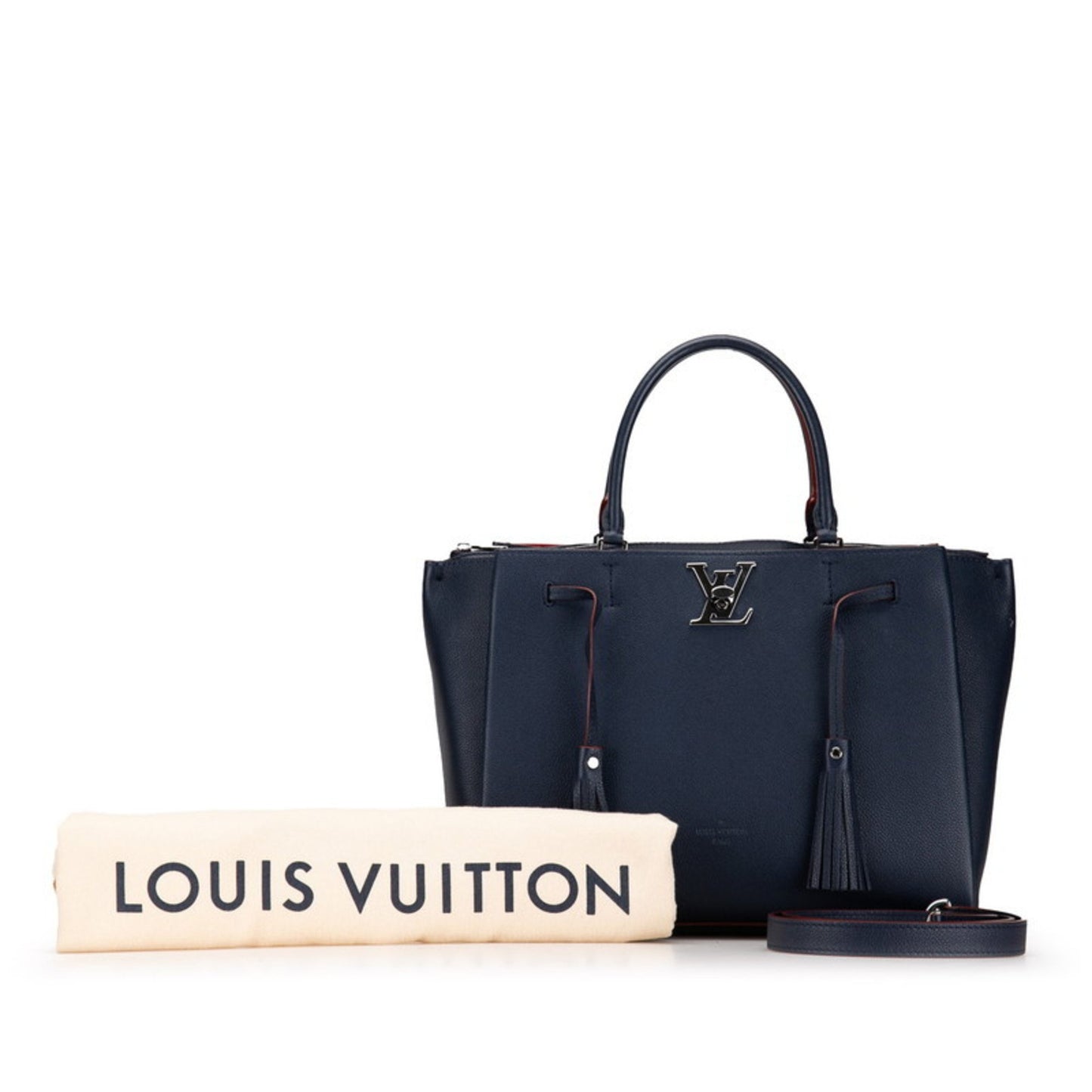 Louis Vuitton Lockme Navy Leather Hand Bag