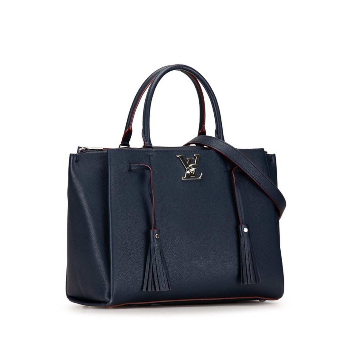 Louis Vuitton Lockme Navy Leather Hand Bag