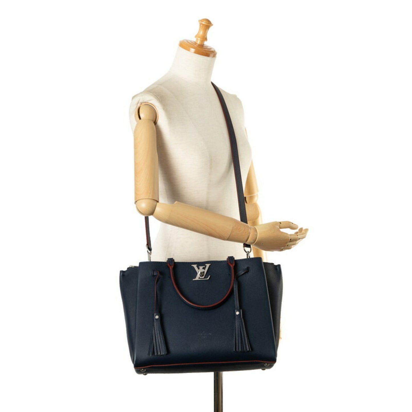 Louis Vuitton Lockme Navy Leather Hand Bag