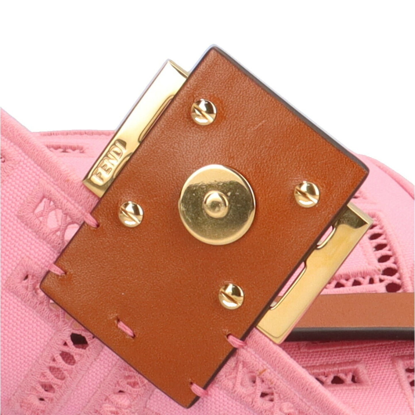 Fendi Baguette Pink Canvas Shoulder Bag