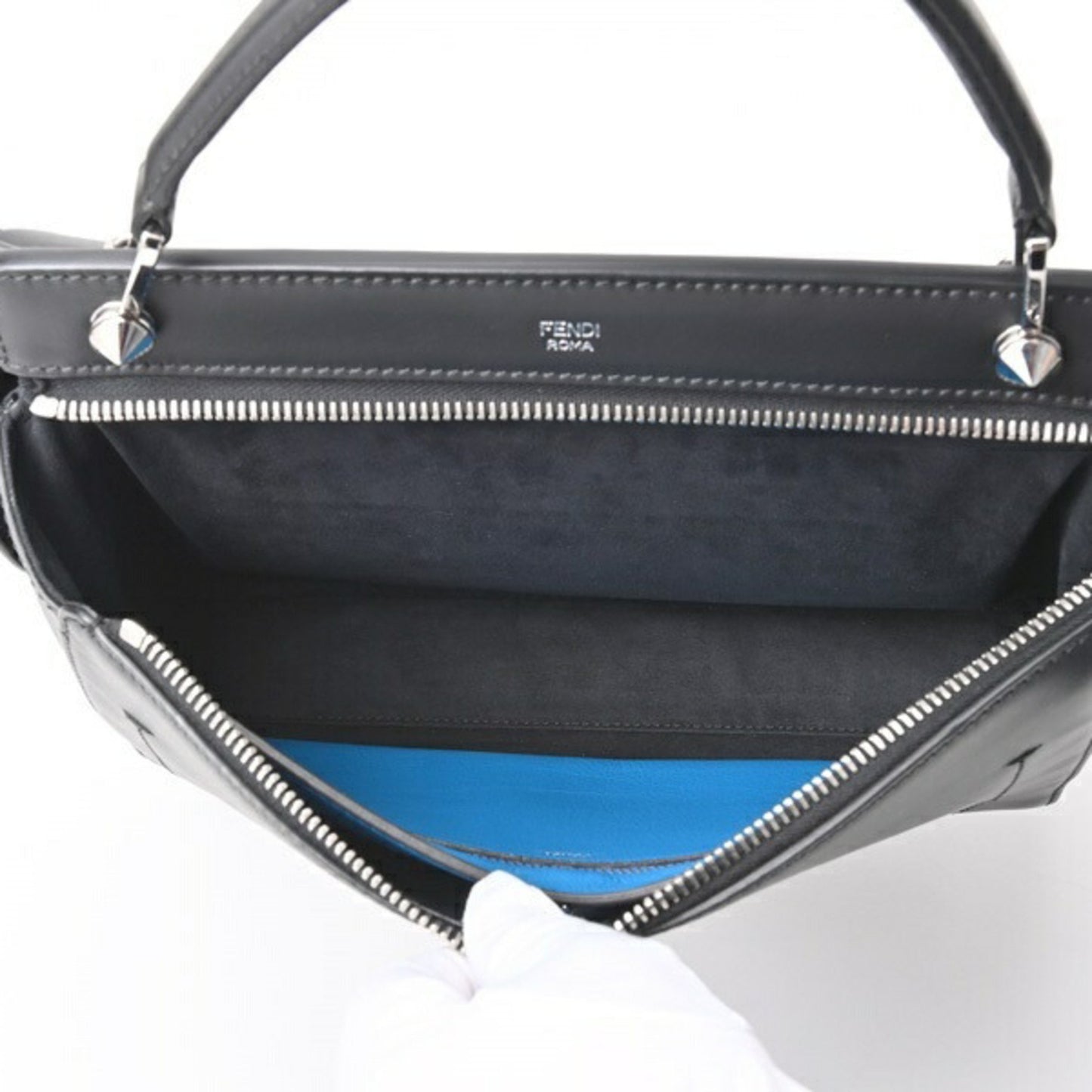 Fendi Dot Com Black Leather Shoulder Bag