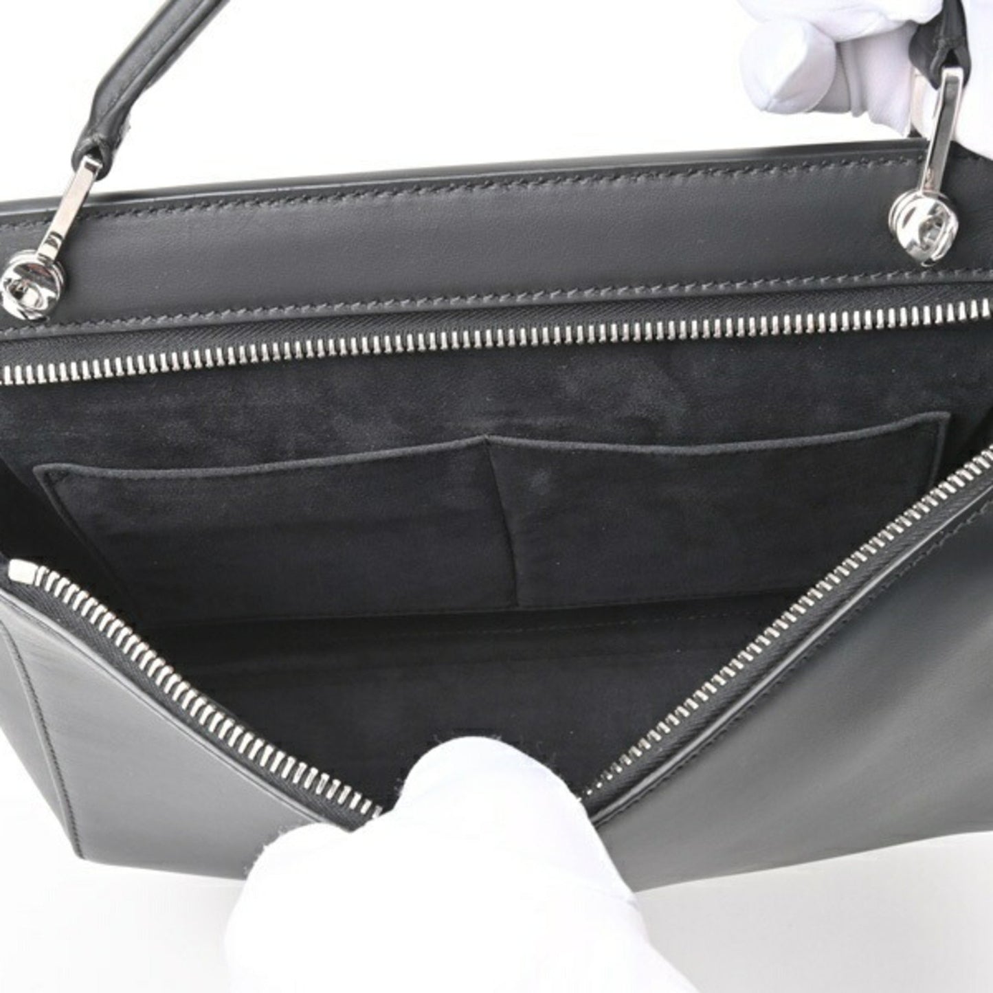 Fendi Dot Com Black Leather Shoulder Bag