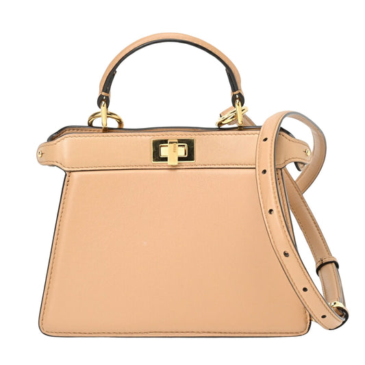 Fendi Peekaboo Beige Pony-style Calfskin Hand Bag