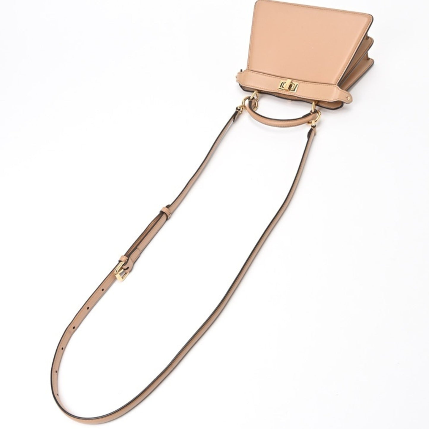 Fendi Peekaboo Beige Pony-style Calfskin Hand Bag