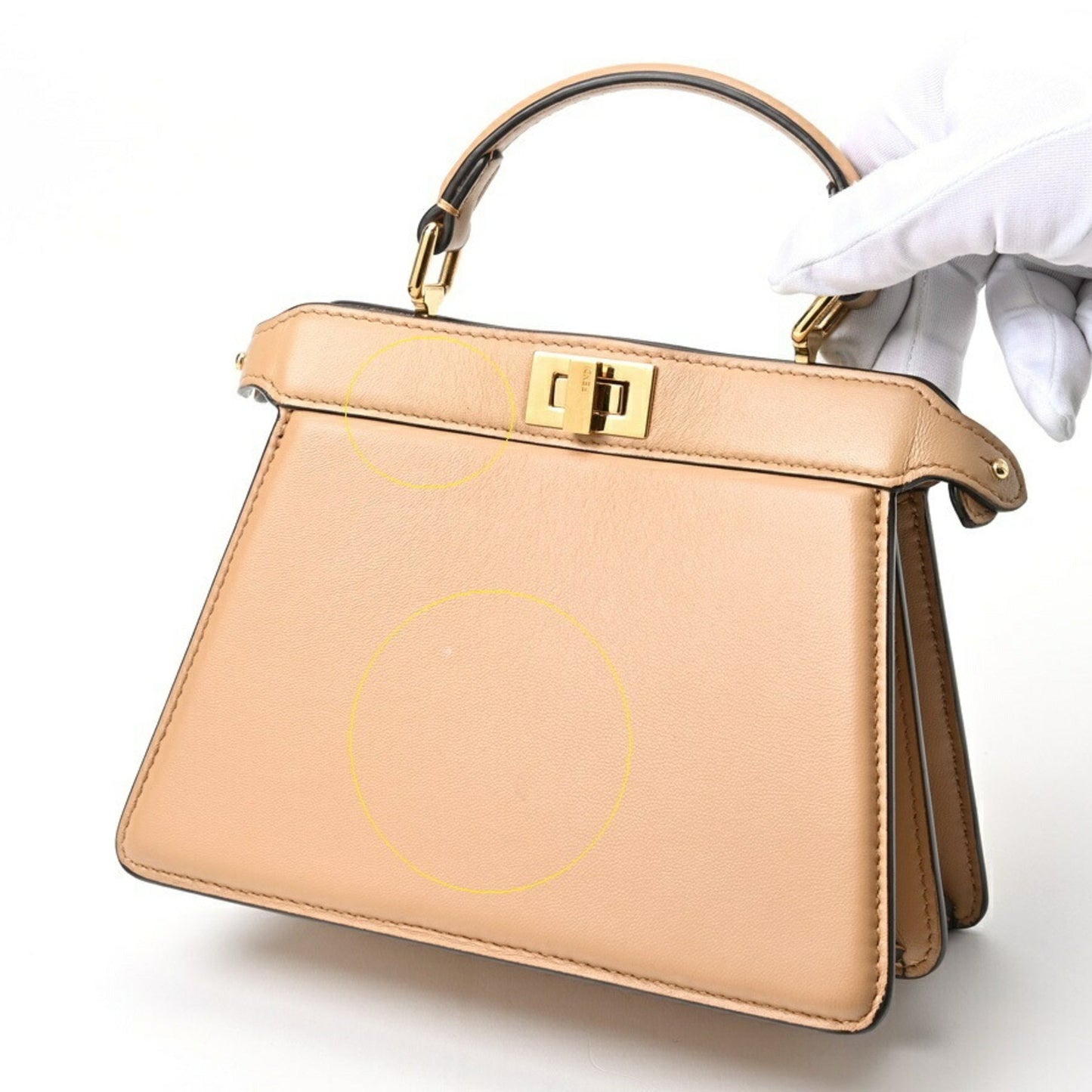 Fendi Peekaboo Beige Pony-style Calfskin Hand Bag