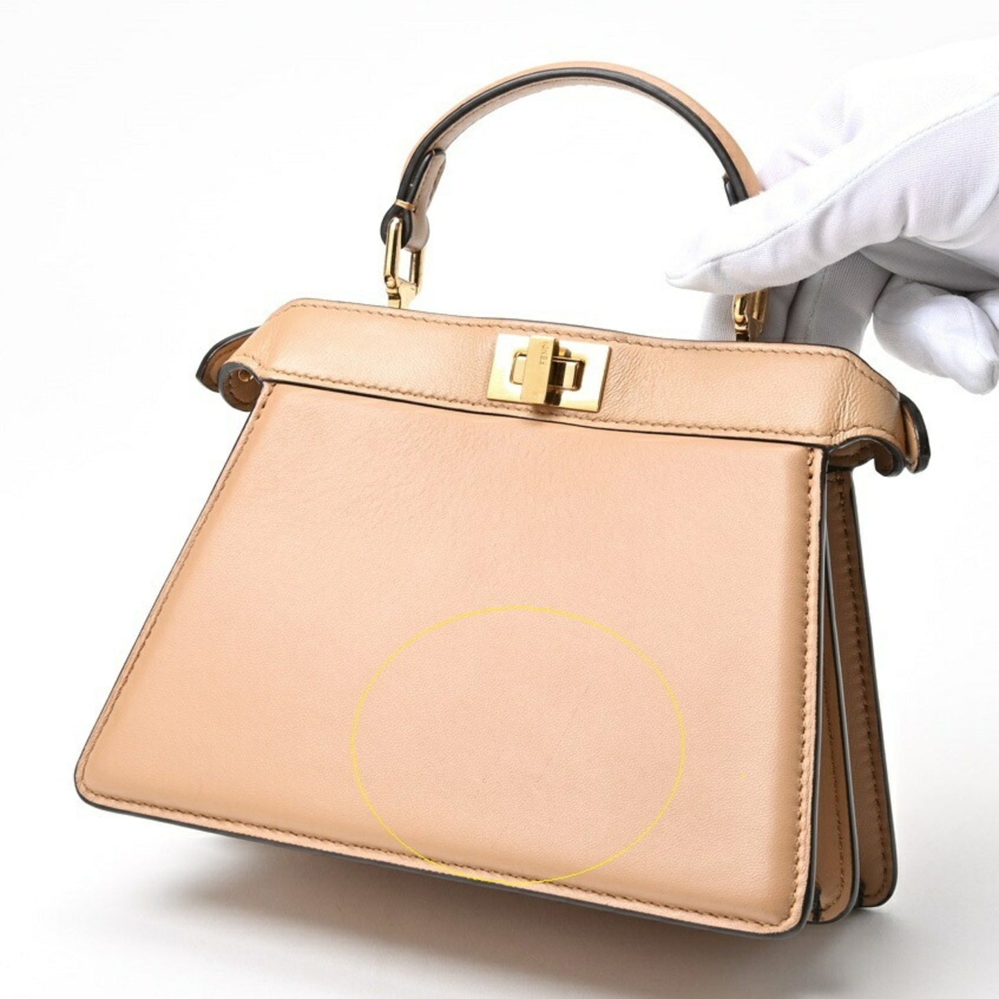 Fendi Peekaboo Beige Pony-style Calfskin Hand Bag