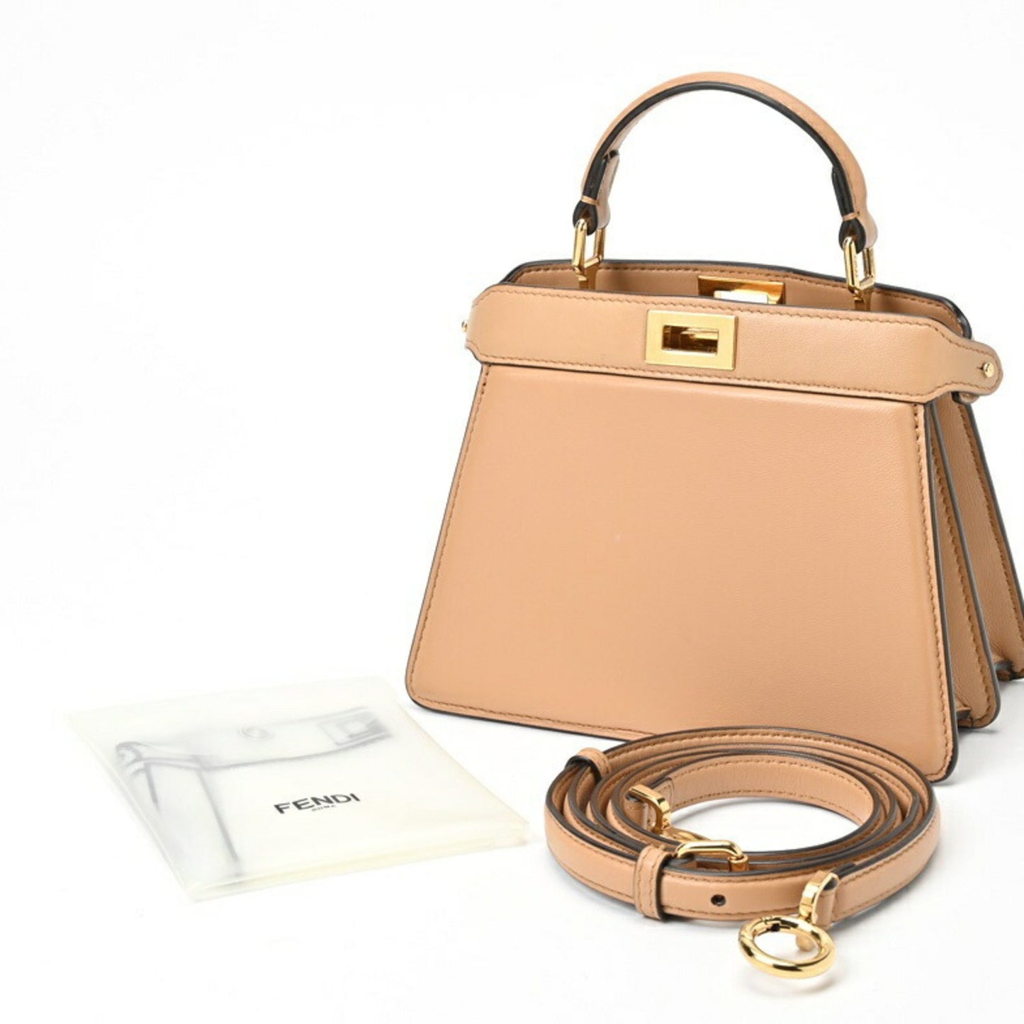 Fendi Peekaboo Beige Pony-style Calfskin Hand Bag