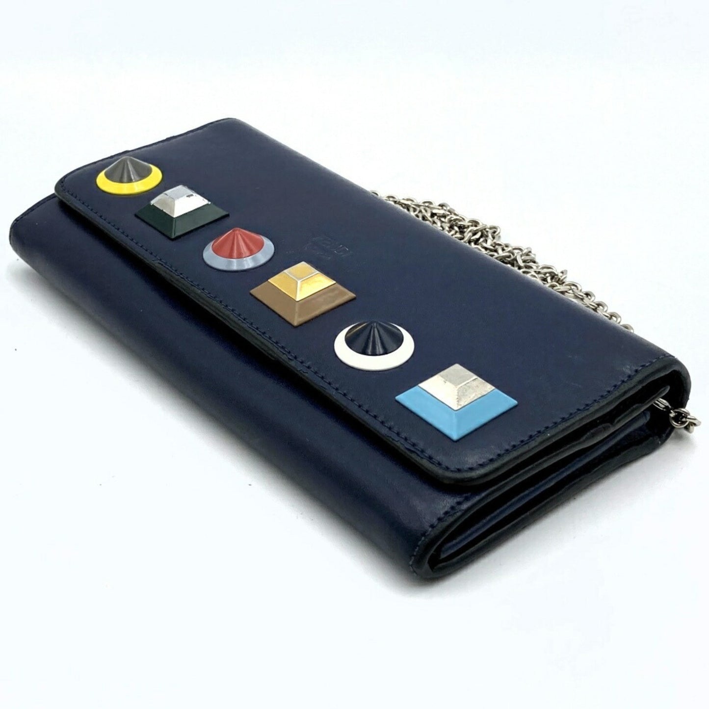 Fendi Continental Navy Leather Wallet Accessories