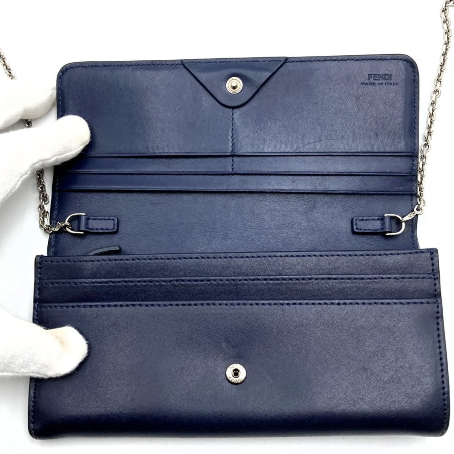 Fendi Continental Navy Leather Wallet Accessories