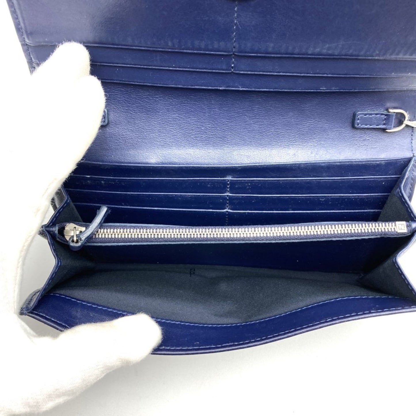 Fendi Continental Navy Leather Wallet Accessories