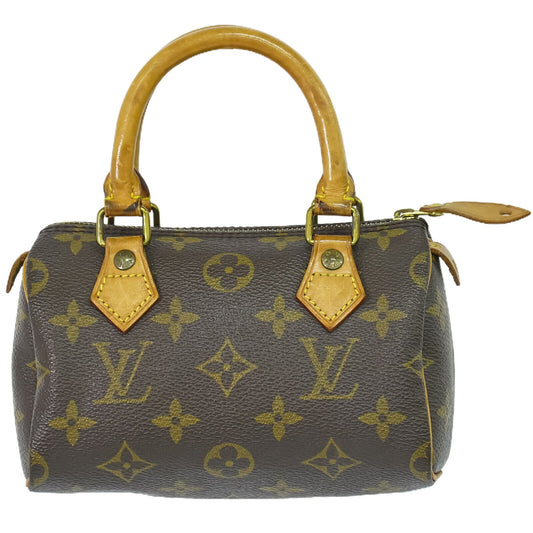 Louis Vuitton Nano Speedy Brown Canvas Hand Bag