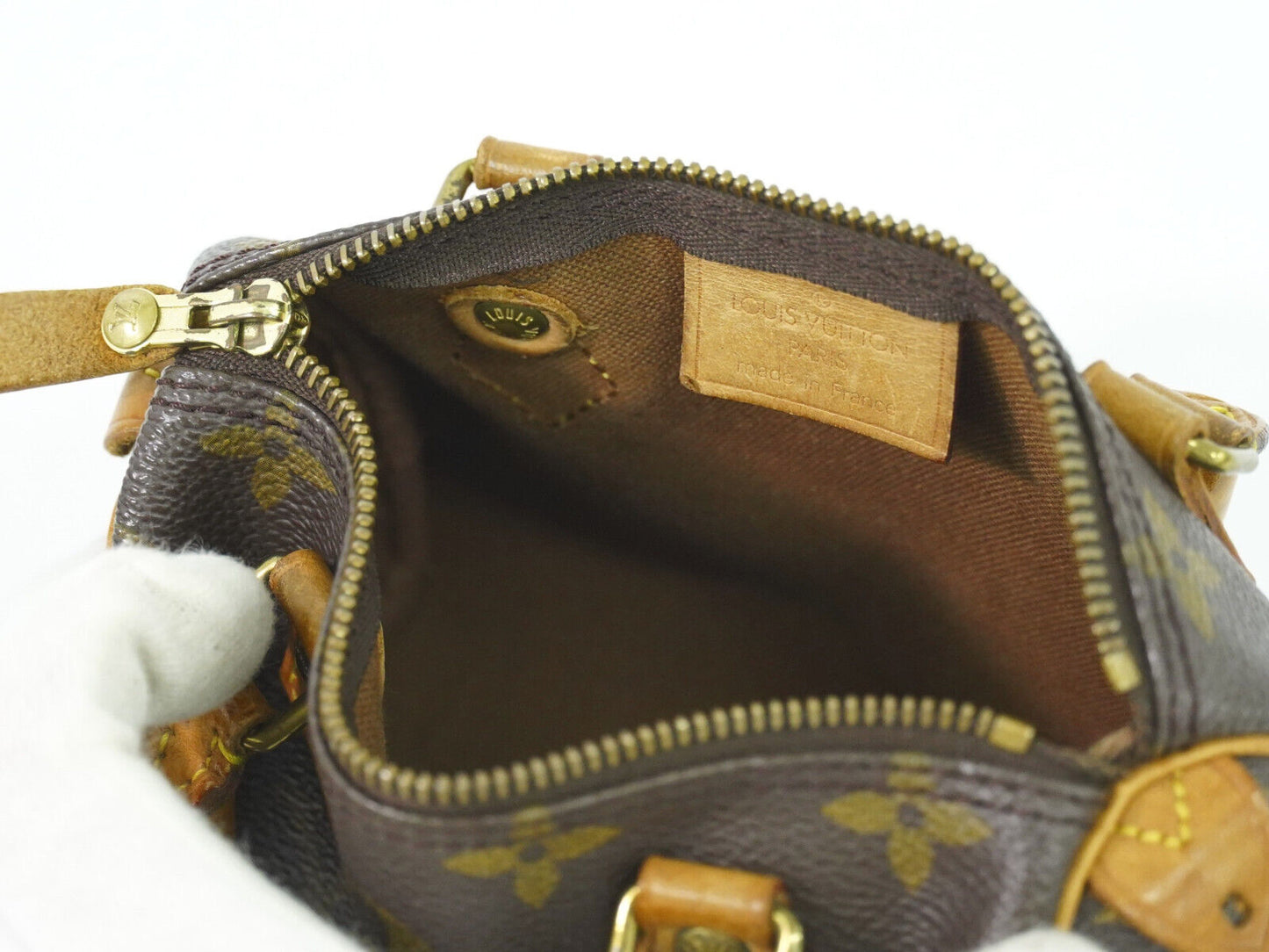 Louis Vuitton Nano Speedy Brown Canvas Hand Bag