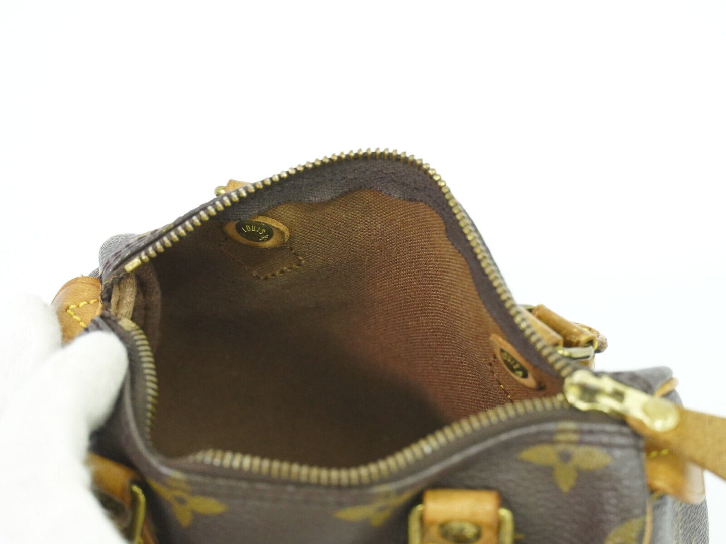 Louis Vuitton Nano Speedy Brown Canvas Hand Bag