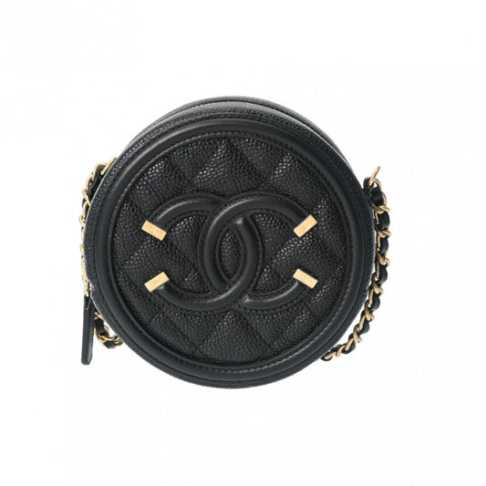 Chanel CC Filigree Black Leather Shoulder Bag