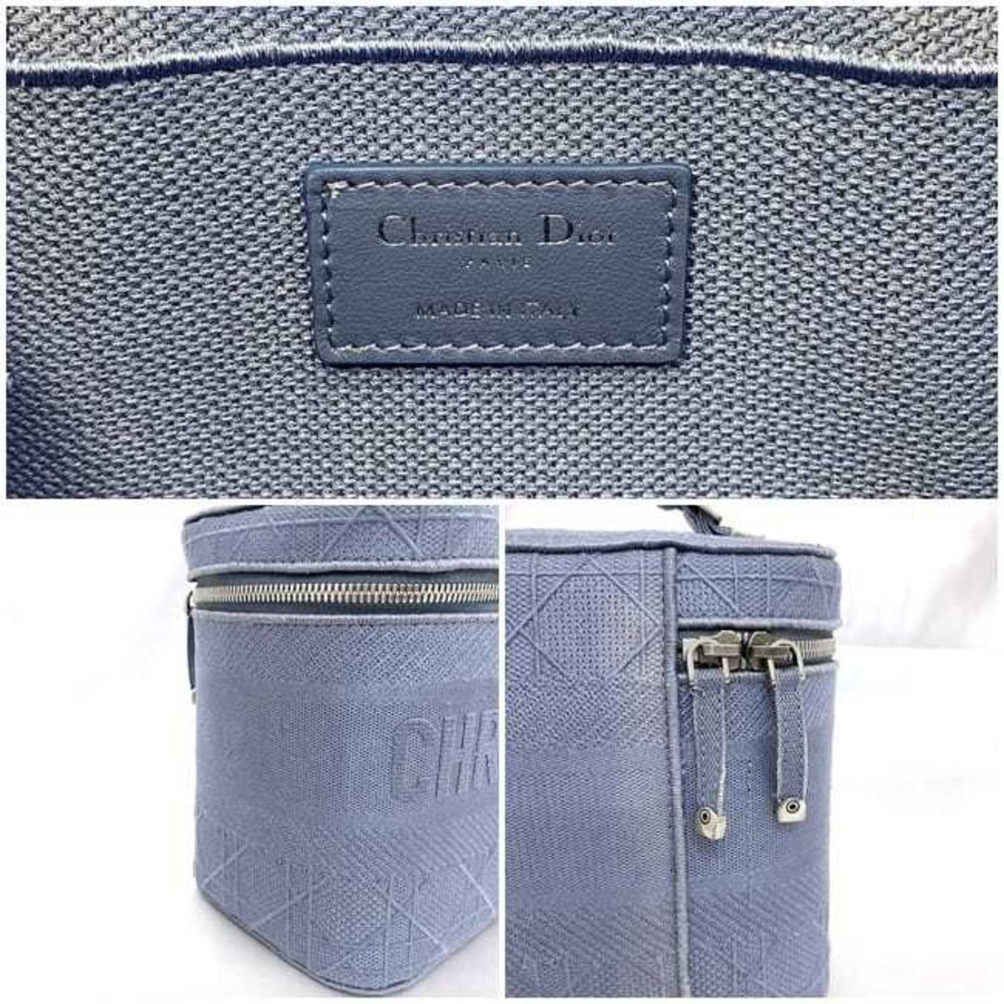 Dior Vanity Blue Canvas Hand Bag