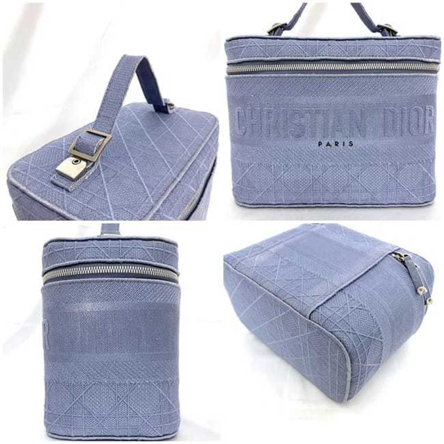 Dior Vanity Blue Canvas Hand Bag