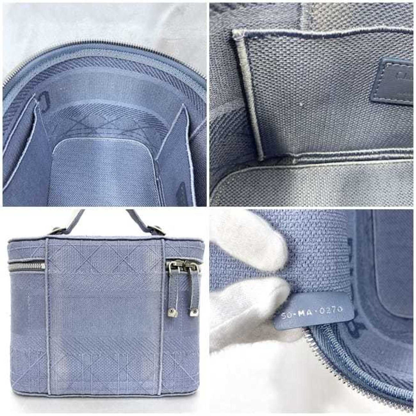 Dior Vanity Blue Canvas Hand Bag